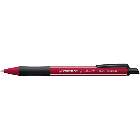 Golyóstoll STABILO Pointball 0,5 mm, M-es nyomógombos, piros