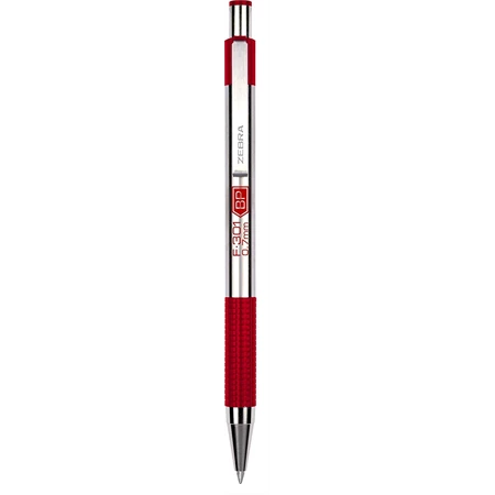 Golyóstoll ZEBRA F-301 bordó külső, nyomógombos, 0,24 írásvastagság, acél tolltest