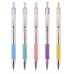 Golyóstoll ZEBRA F-301 pastel kék külső, nyomógombos, 0,24 írásvastagság, acél tolltest