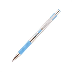 Golyóstoll ZEBRA F-301 pastel kék külső, nyomógombos, 0,24 írásvastagság, acél tolltest