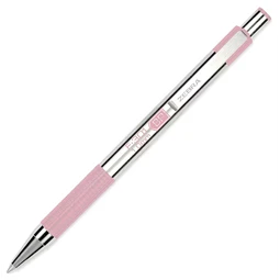 Golyóstoll ZEBRA F-301 pastel pink külső, nyomógombos, 0,24 írásvastagság, acél tolltest