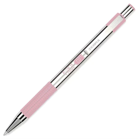 Golyóstoll ZEBRA F-301 pastel pink külső, nyomógombos, 0,24 írásvastagság, acél tolltest