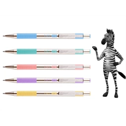 Golyóstoll ZEBRA F-301 pastel sárga külső, nyomógombos, 0,24 írásvastagság, acél tolltest