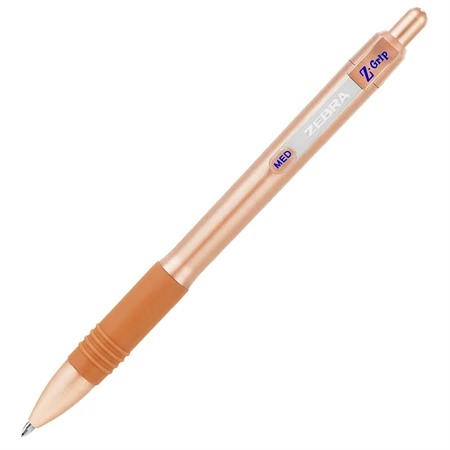 Golyóstoll ZEBRA Z-Grip Smooth 0,27 mm, nyomógombos, RoseGold test, kék tinta