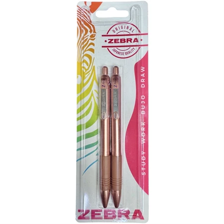 Golyóstoll ZEBRA Z-Grip Smooth 0,7 mm írásvastagság, nyomógombos, 2db/csomag Rose Gold/Blue, kék tinta
