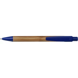 Golyóstoll bambusz, műanyag kék kiegészítőkkel, kék tollbetét