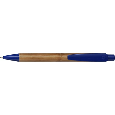 Golyóstoll bambusz, műanyag kék kiegészítőkkel, kék tollbetét