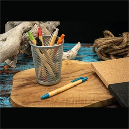 Golyóstoll búzaszalma-bambusz golyóstoll zöld szinű klipsz, kék írásszin