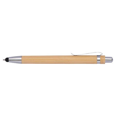 Golyóstoll fa bambusz test, touchpad érintővel, fém kiegészítőkkel , kék tollbetéttel