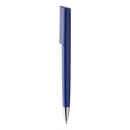 Golyóstoll műanyag széles klipsz, króm heggyel, sötétkkék, kék tollbetéttel