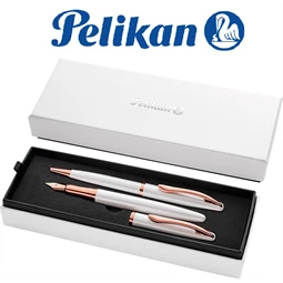 Golyóstoll + töltőtoll PELIKAN Jazz Noble Elegance fém, díszdobozban, gyöngy - rosegold kiegészítóvel, kék tollbetéttel