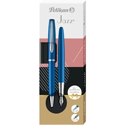 Golyóstoll + töltőtoll PELIKAN Jazz Noble Elegance fém, díszdobozban, kék szinű, kék tollbetéttel