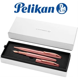 Golyóstoll + töltőtoll PELIKAN Jazz Noble Elegance fém, díszdobozban, rosegold szinű, kék tollbetéttel