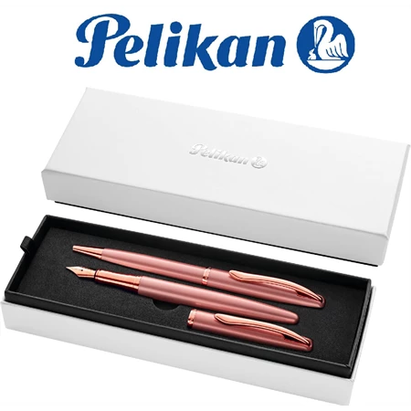 Golyóstoll + töltőtoll PELIKAN Jazz Noble Elegance fém, díszdobozban, rosegold szinű, kék tollbetéttel