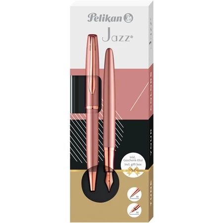 Golyóstoll + töltőtoll PELIKAN Jazz Noble Elegance fém, díszdobozban, rosegold szinű, kék tollbetéttel
