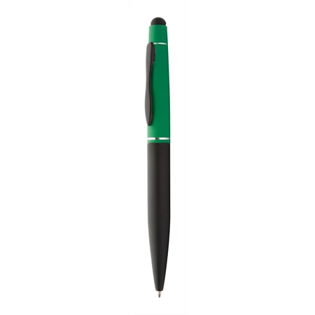 Golyóstoll touchpad érintővel, alumínium, tekerős, zöld fekete, kék tollbetéttel