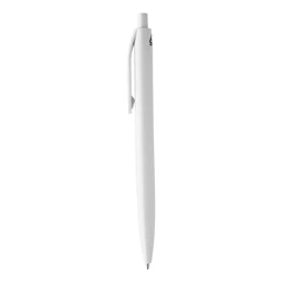 Golyóstoll újrahasznosított ABS műanyag, nyomógombos, fehér testtel, 10×138 mm, kék betéttel