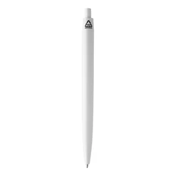 Golyóstoll újrahasznosított ABS műanyag, nyomógombos, fehér testtel, 10×138 mm, kék betéttel