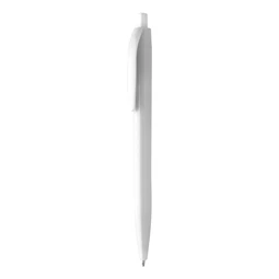Golyóstoll újrahasznosított ABS műanyag, nyomógombos, fehér testtel, 10×138 mm, kék betéttel