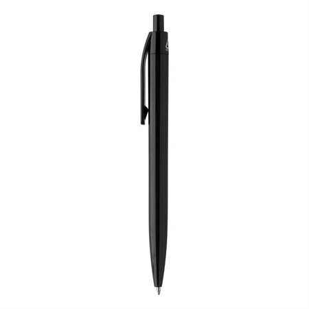 Golyóstoll újrahasznosított ABS műanyag, nyomógombos, fekete testtel, 10×138 mm, kék betéttel