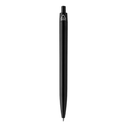 Golyóstoll újrahasznosított ABS műanyag, nyomógombos, fekete testtel, 10×138 mm, kék betéttel