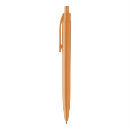 Golyóstoll újrahasznosított ABS műanyag, nyomógombos, narancssárga testtel, 10×138 mm, kék betéttel