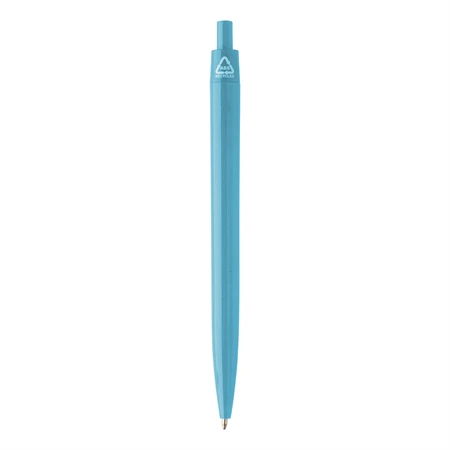 Golyóstoll újrahasznosított ABS műanyag, nyomógombos, világoskék testtel, 10×138 mm, kék betéttel