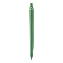 Golyóstoll újrahasznosított ABS műanyag, nyomógombos, zöld testtel, 10×138 mm, kék betéttel