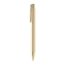 Golyóstoll újrahasznosított alumínium, fényes metál felületű arany szinű testtel, kék írásszin