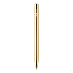 Golyóstoll újrahasznosított alumínium, fényes metál felületű arany szinű testtel, kék írásszin