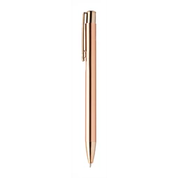 Golyóstoll újrahasznosított alumínium, fényes metál felületű rózsaarany szinű testtel, kék írásszin