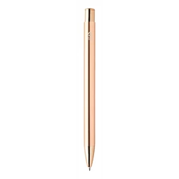 Golyóstoll újrahasznosított alumínium, fényes metál felületű rózsaarany szinű testtel, kék írásszin