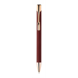 Golyóstoll újrahasznosított alumínium gumírozott felülettel, rózsaarany klipsz, bordó