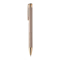 Golyóstoll újrahasznosított alumínium, matt felületű testtel, texturált markolatú, rózsaszin test, rózsaarany klipsz