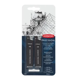 Grafitbél szett, 0,5 mm, HB, 2B, DERWENT "Precision"  + 3 tartalék radír