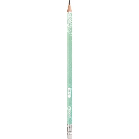 Ceruza MAPED Black Peps Glitter Deco test, radírral, HB, háromszögletű,  vegyes pasztell színek 1db