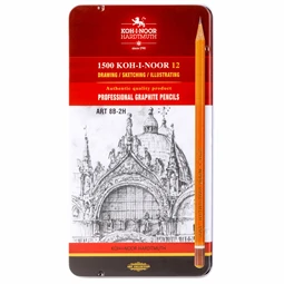 Grafitceruza készlet 12db-os KOH-I-NOOR 1502/2 Art szett fémdobozban 8B–2H keménység