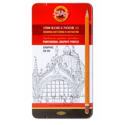 Grafitceruza készlet 12db-os KOH-I-NOOR 1502/3 Graphic szett fémdobozban 5B–5H keménység