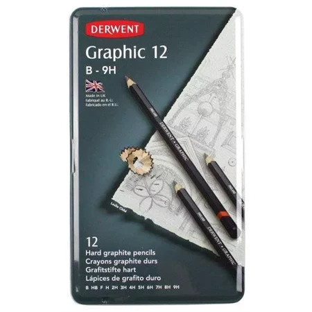 Grafitceruza szett 12db-os DERWENT kemény B-9H