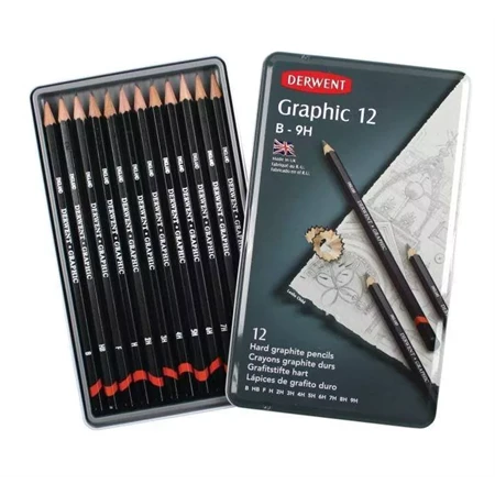 Grafitceruza szett 12db-os DERWENT kemény B-9H