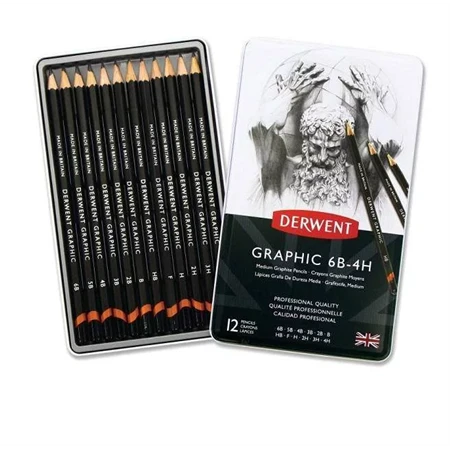 Grafitceruza szett 12db-os DERWENT közepes 6B-4H