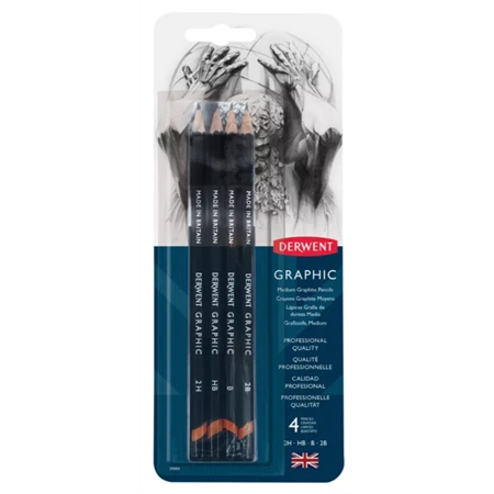 Grafitceruza szett 4db-os DERWENT közepes 2H, HB, B, 2B