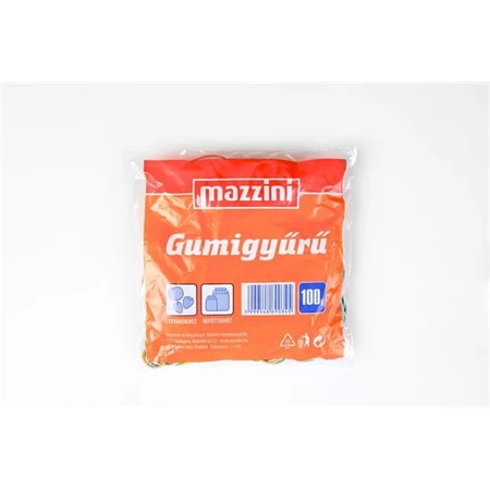 Gumigyűrű 100gr 64mm többszínű, 60%.os kaucsuk tartalmú gumigyűrű, amely 1,5 mm szélességben készül
