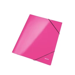 Gumis mappa A/4 LEITZ Wow 15 mm, karton, lakkfényű, rózsaszín