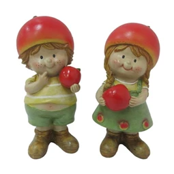Gyerek fiú, lány almasapkában álló poly 5,5x5x13 cm piros, zöld 2 féle, 1db