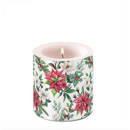 Gyertya átvilágítós AMBIENTE Christmas florals 8x7,5cm