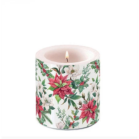 Gyertya átvilágítós AMBIENTE Christmas florals 8x7,5cm