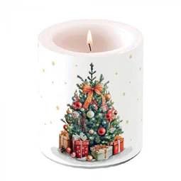 Gyertya átvilágítós AMBIENTE Decorated Christmas tree 10x10cm