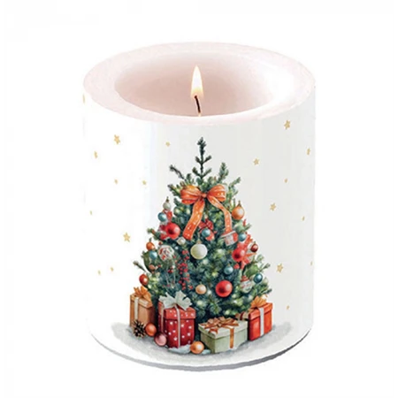 Gyertya átvilágítós AMBIENTE Decorated Christmas tree 10x10cm
