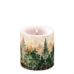 Gyertya átvilágítós AMBIENTE Evergreen Treets 8x7,5cm
